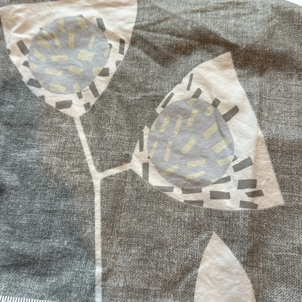West Elm Gray and White Leaf Pattern Percale Pillow Covers